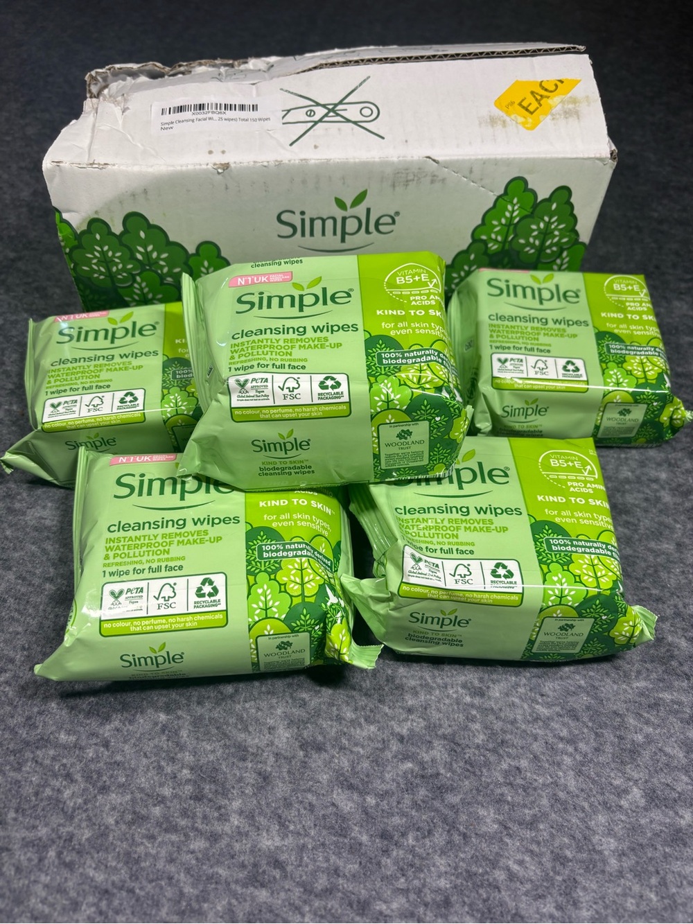 Simple Cleansing Wipes - (Case of 6 Packs 150 Wipes)